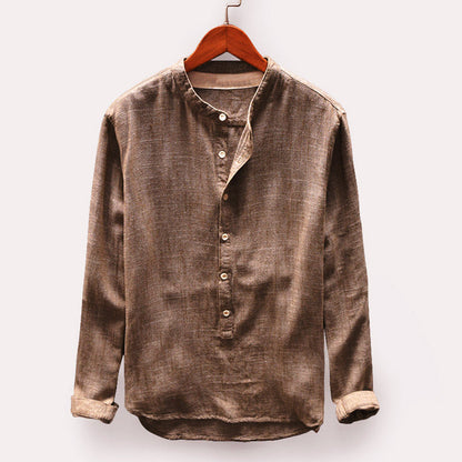 Camisa Hombre Cuello Mao Casual