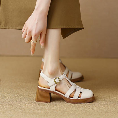 Sandalias de Punta Redonda con Hebilla de Moda