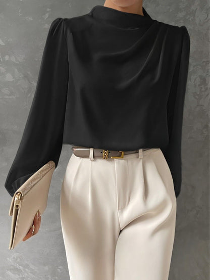 Blusa Mujer Cuello Alto Elegante Manga Larga