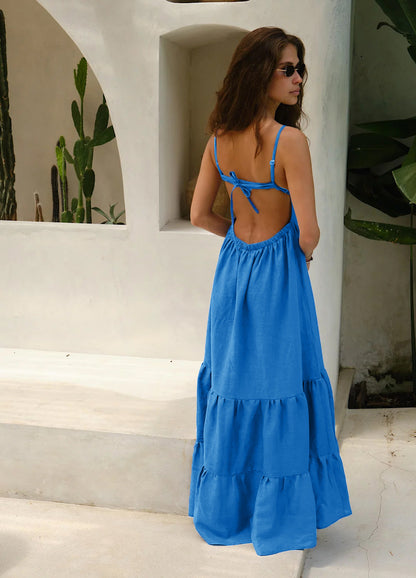 Vestido Largo Elegante Espalda Abierta - Vestiria