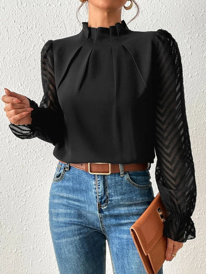 Blusa de mujer manga transparente sofisticada - Vestiria