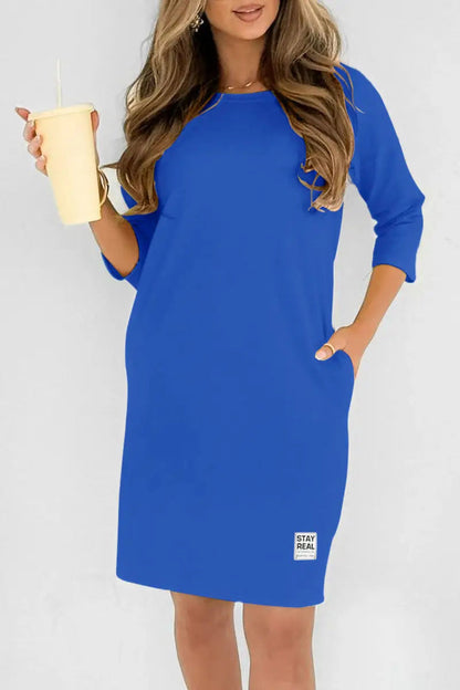 Vestido Midi Elegante Cuello Redondo