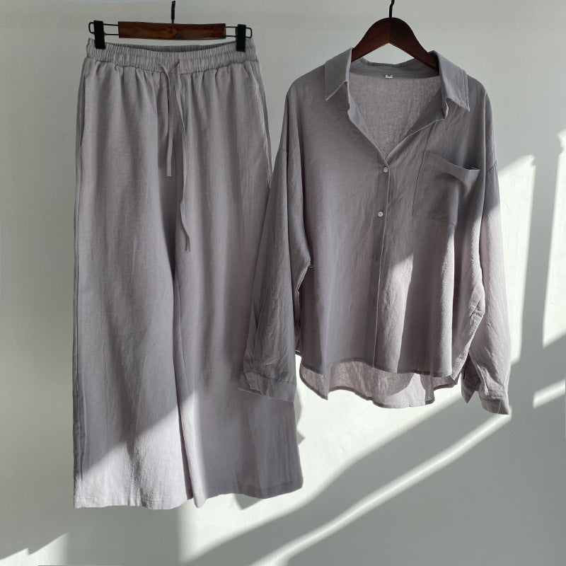 Conjunto Lino Cálido Camisa Pantalón Cintura Alta