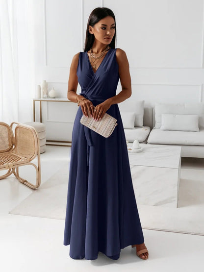 Vestido Mujer Largo Sencillo Cuello en V
