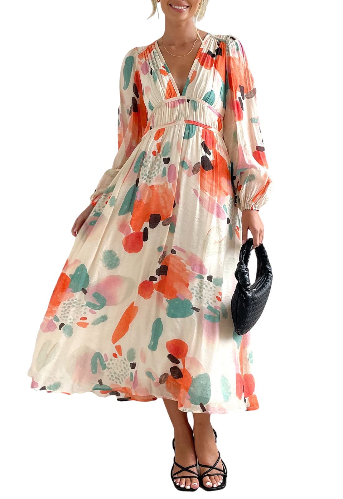 Vestido Midi FlorAL Elegante Con Escote Cruzado
