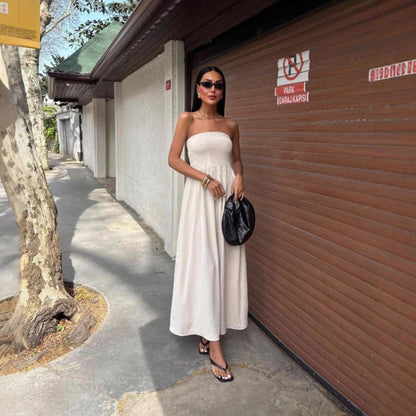 Vestido de cóctel fruncido midi elegante ELIA