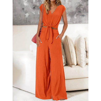 Pantalón y Top Mujer Elegante Cintura Alta