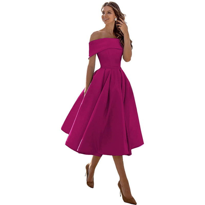 Vestido de Fiesta Satén Sin Tirantes Elegante