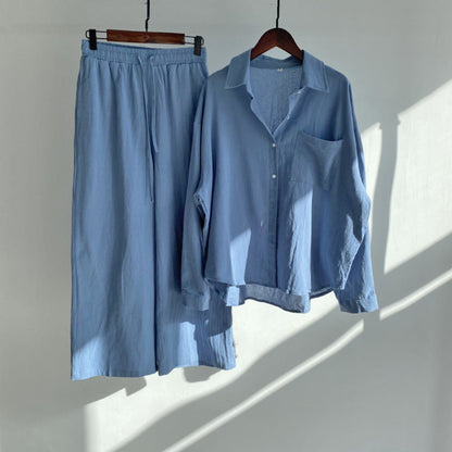 Conjunto Lino Cálido Camisa Pantalón Cintura Alta