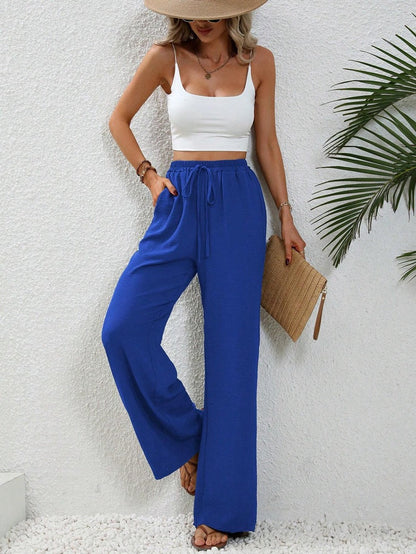 Pantalones Algodón anchos con cintura alta