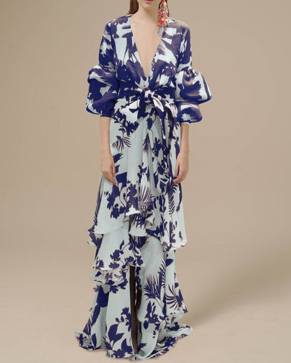 Vestido de Fiesta Gasa Floral Elegante