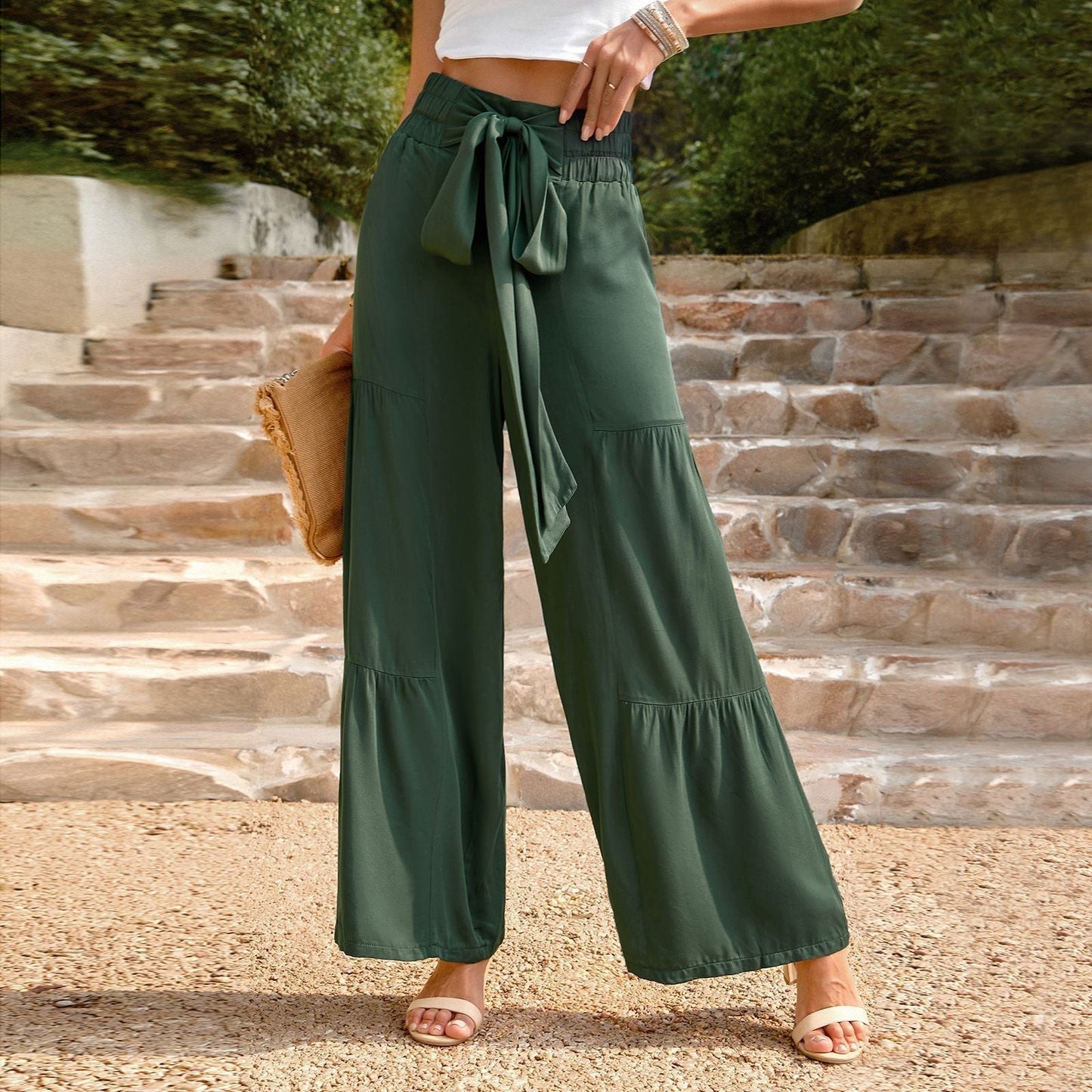 Pantalones Vaqueros Anchos Cintura Alta con Tirantes