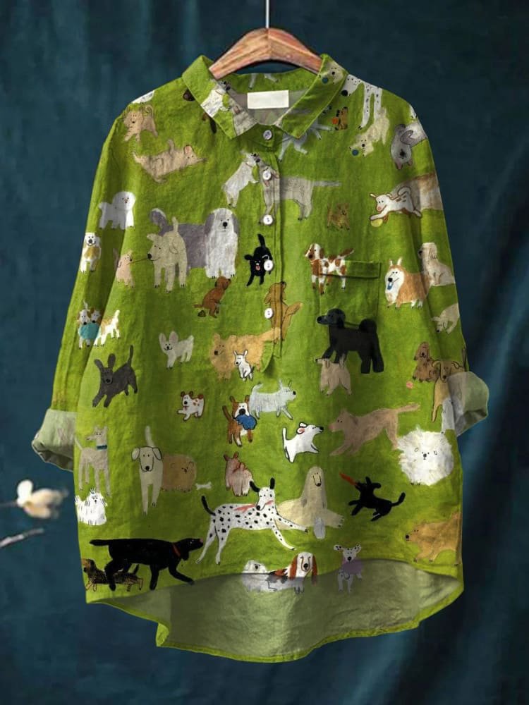 Camisa grande de algodón perros divertida