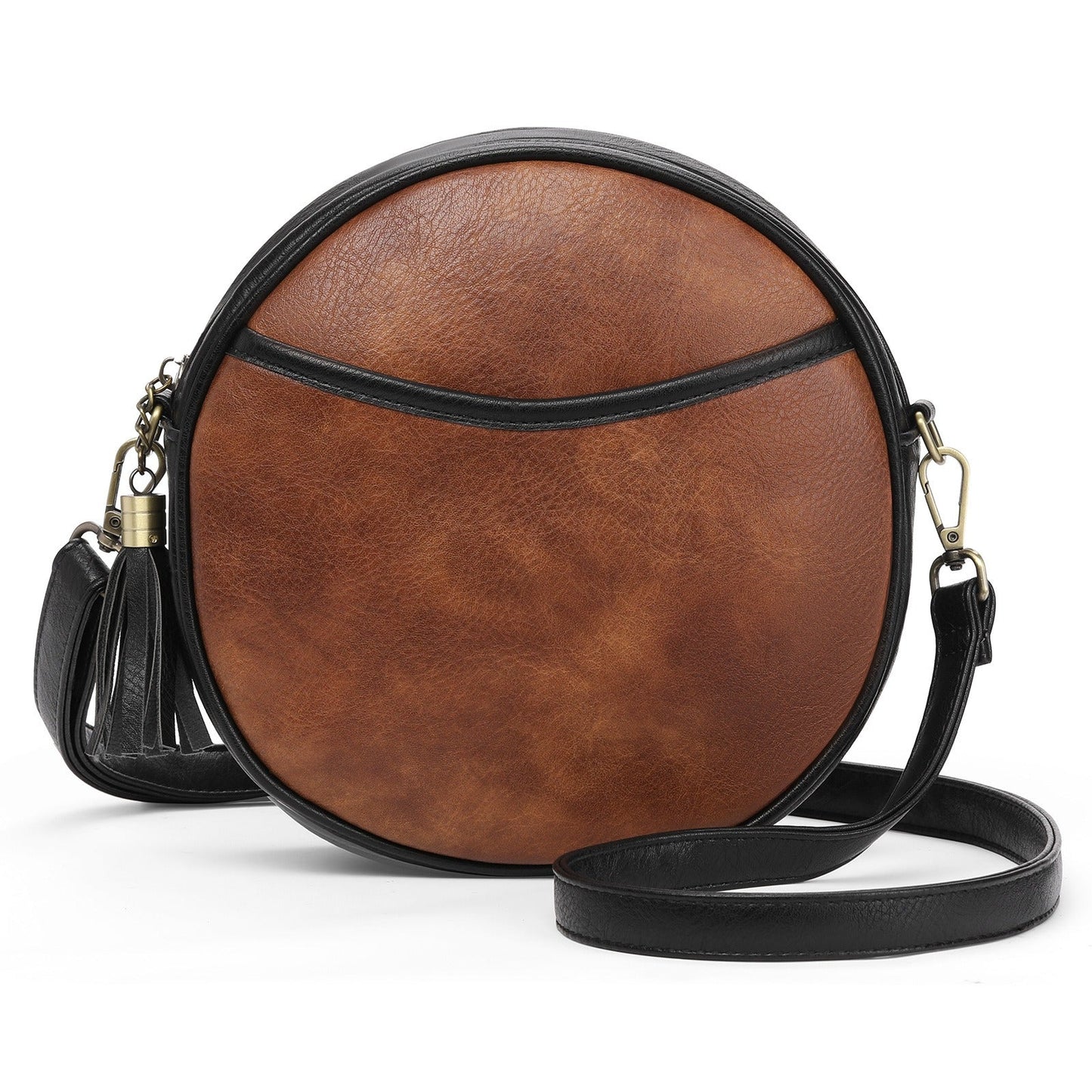 Bolso Mujer Cuero Genuino Estilo Clásico Redondo