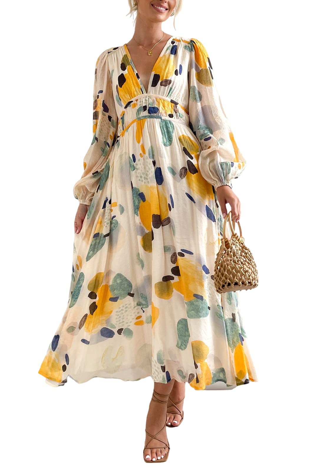 Vestido Midi FlorAL Elegante Con Escote Cruzado