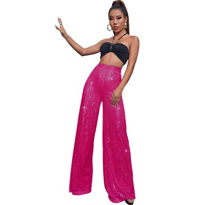 Pantalón de fiesta brillante cintura alta