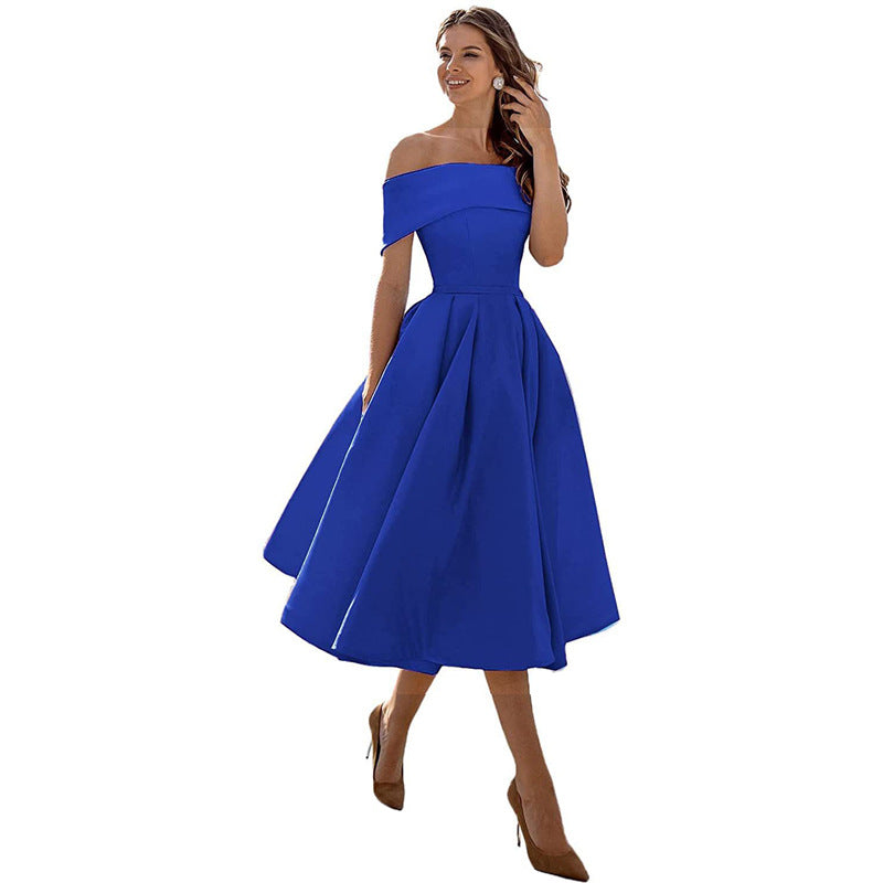 Vestido de Fiesta Satén Sin Tirantes Elegante