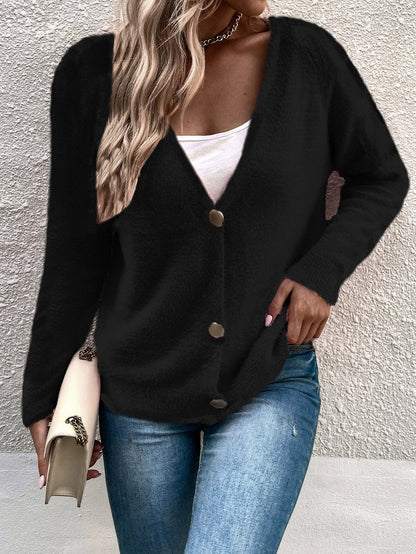 Cárdigan Casual Cuello en V Botones