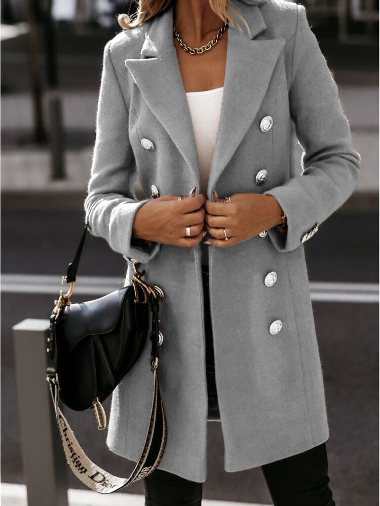 Abrigo Gabardina Doble Botón Elegante Mujer