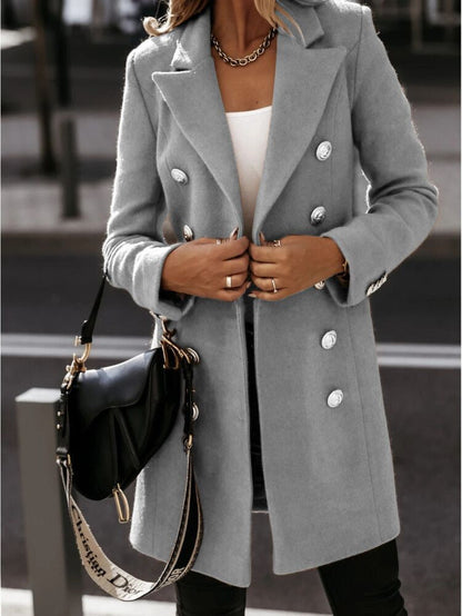 Abrigo Gabardina Doble Botón Elegante Mujer