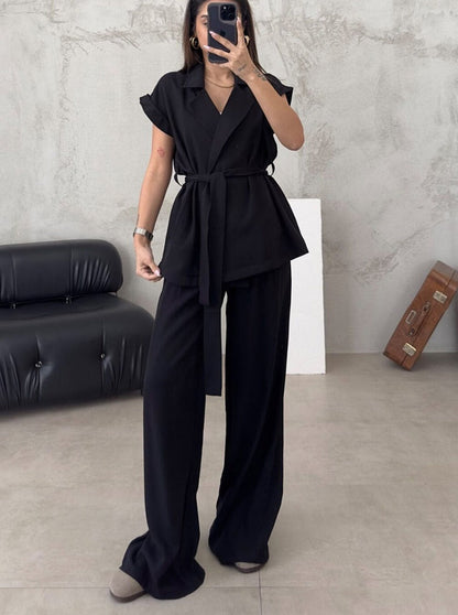 Pantalón Alto con Cárdigan Coordinado