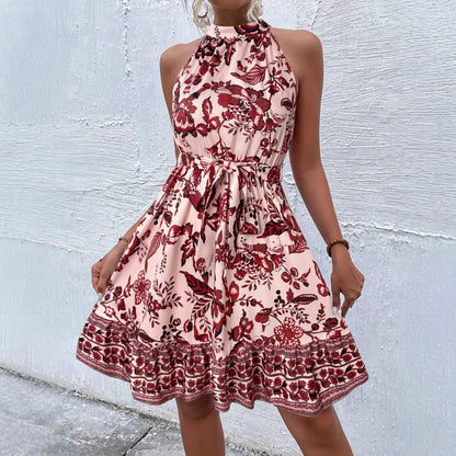 Vestido Mujer Sin Mangas Cinturón Ajustable