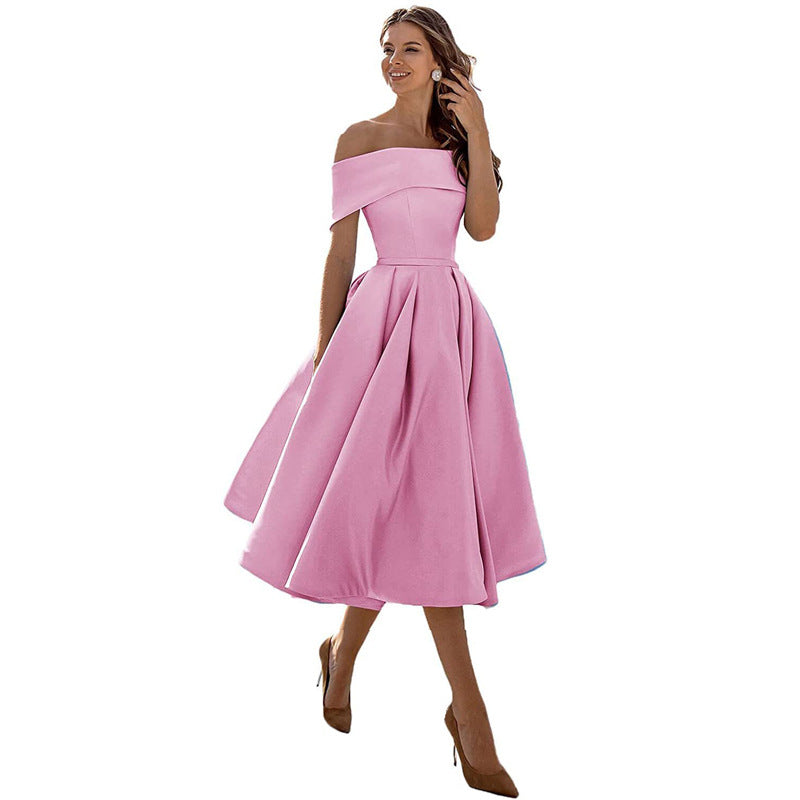 Vestido de Fiesta Satén Sin Tirantes Elegante