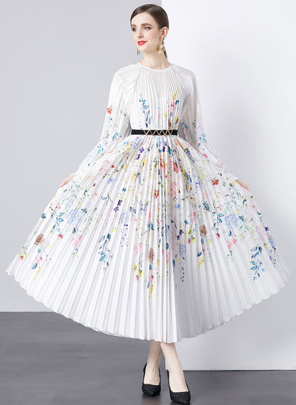 Vestido Boho Estampado Mangas Largas