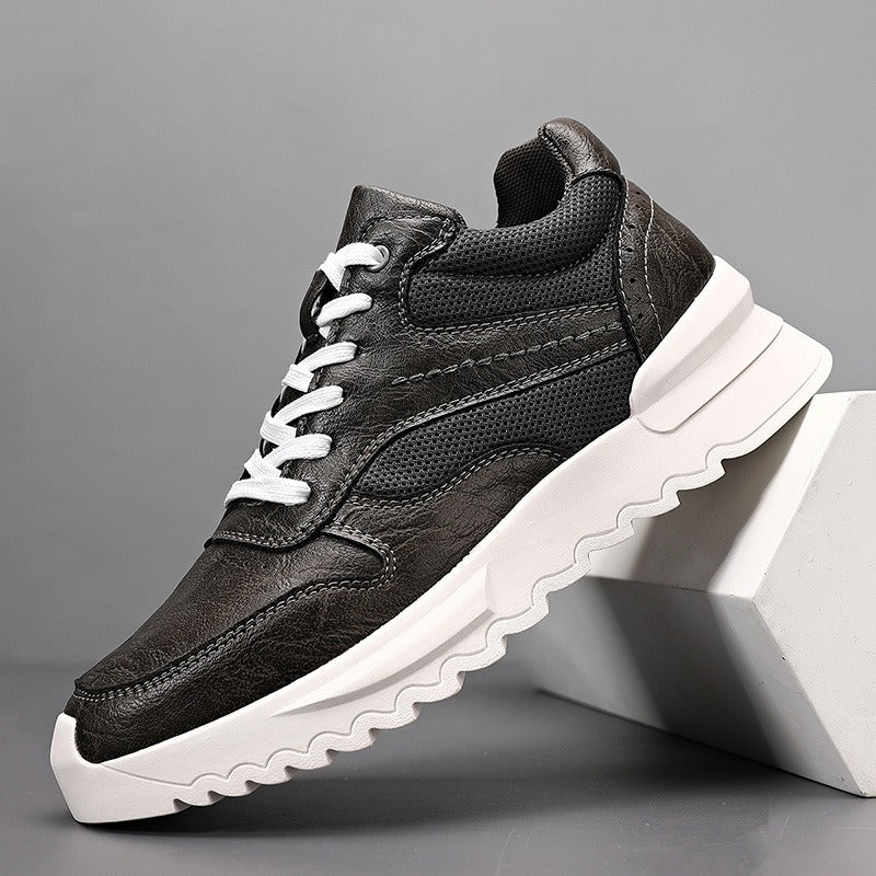 Zapatillas deportivas hombre cuero sintético suela gruesa → Zapatillas running hombre cuero fuerte suela resistente