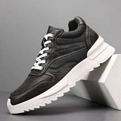 Zapatillas deportivas hombre cuero sintético suela gruesa → Zapatillas running hombre cuero fuerte suela resistente