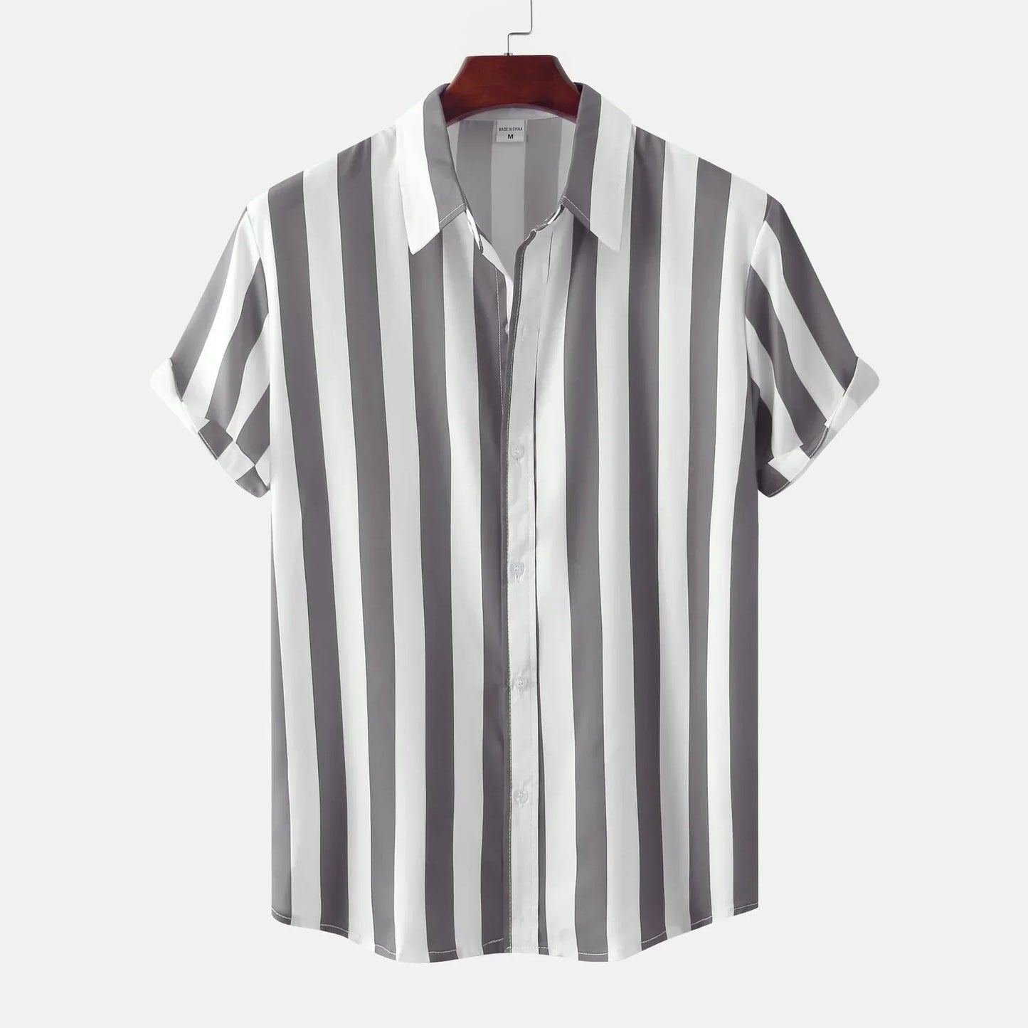 Camisa Hombre Rayas Manga Corta Clásica