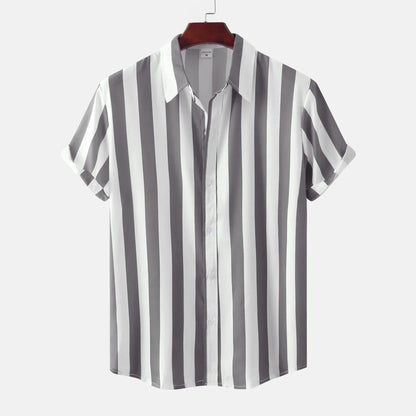 Camisa Hombre Rayas Manga Corta Clásica