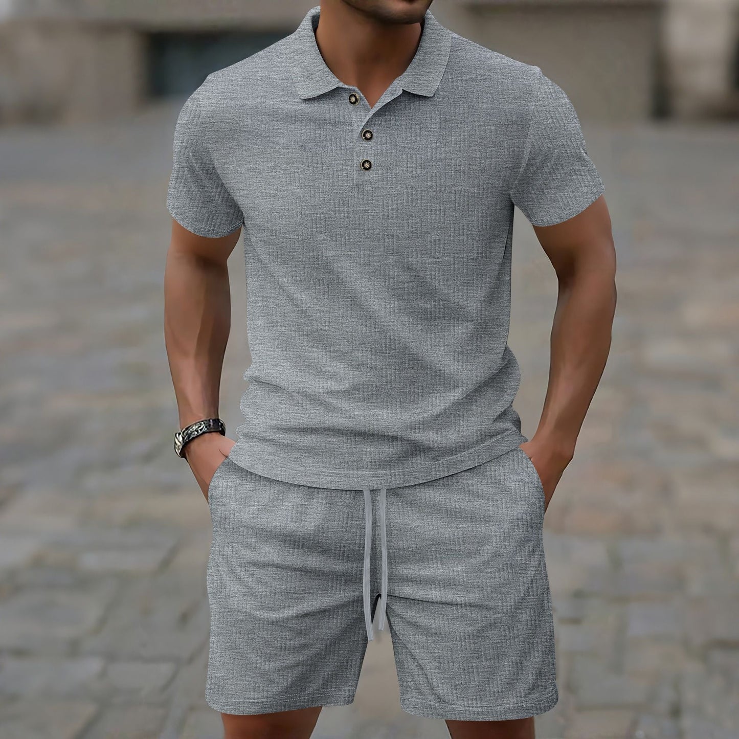 Conjunto deportivo hombre polo y shorts cómodos