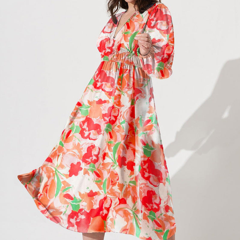 Vestido Midi FlorAL Elegante Con Escote Cruzado