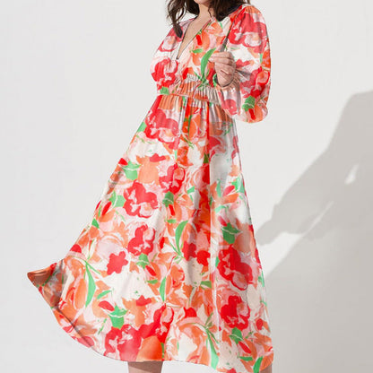 Vestido Midi FlorAL Elegante Con Escote Cruzado