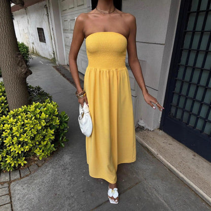 Vestido de cóctel fruncido midi elegante ELIA - Vestiria