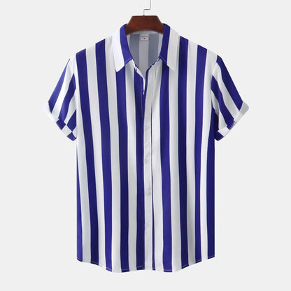 Camisa Hombre Rayas Manga Corta Clásica