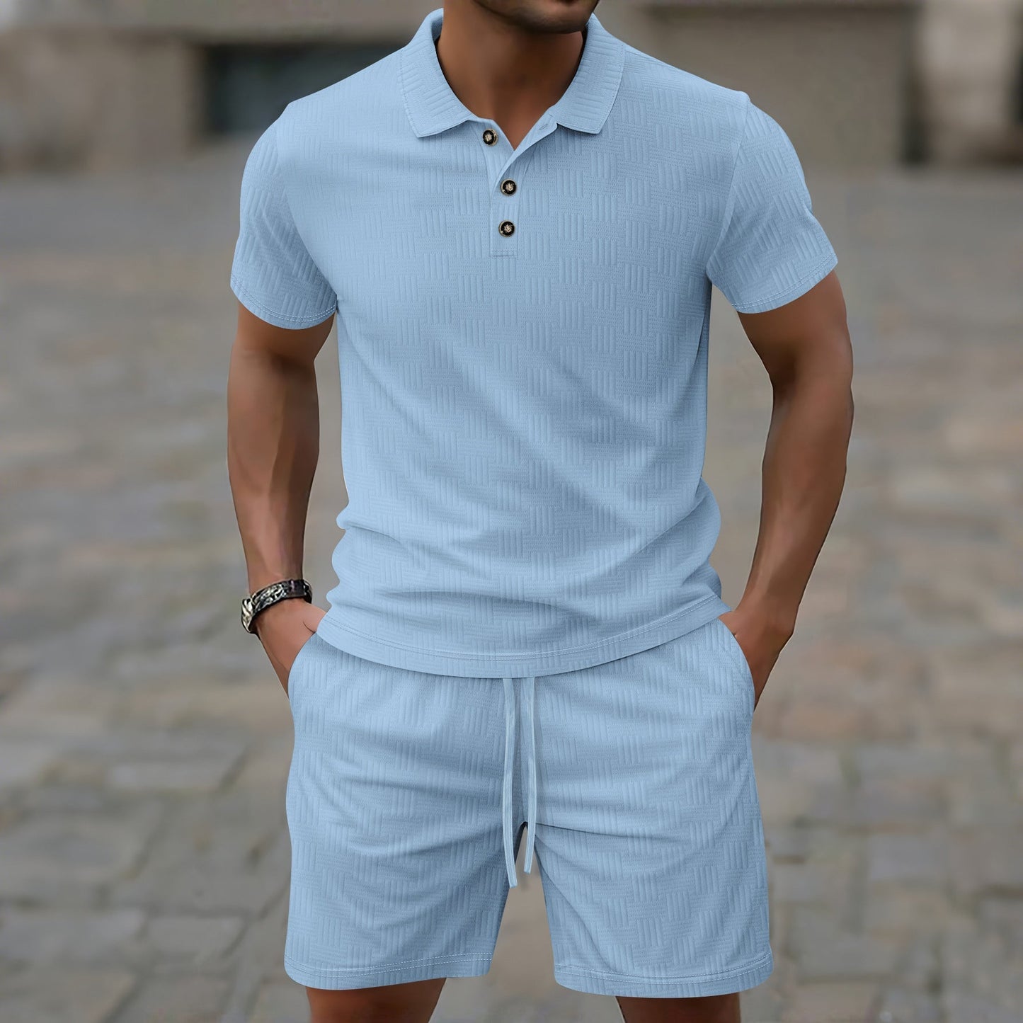 Conjunto deportivo hombre polo y shorts cómodos