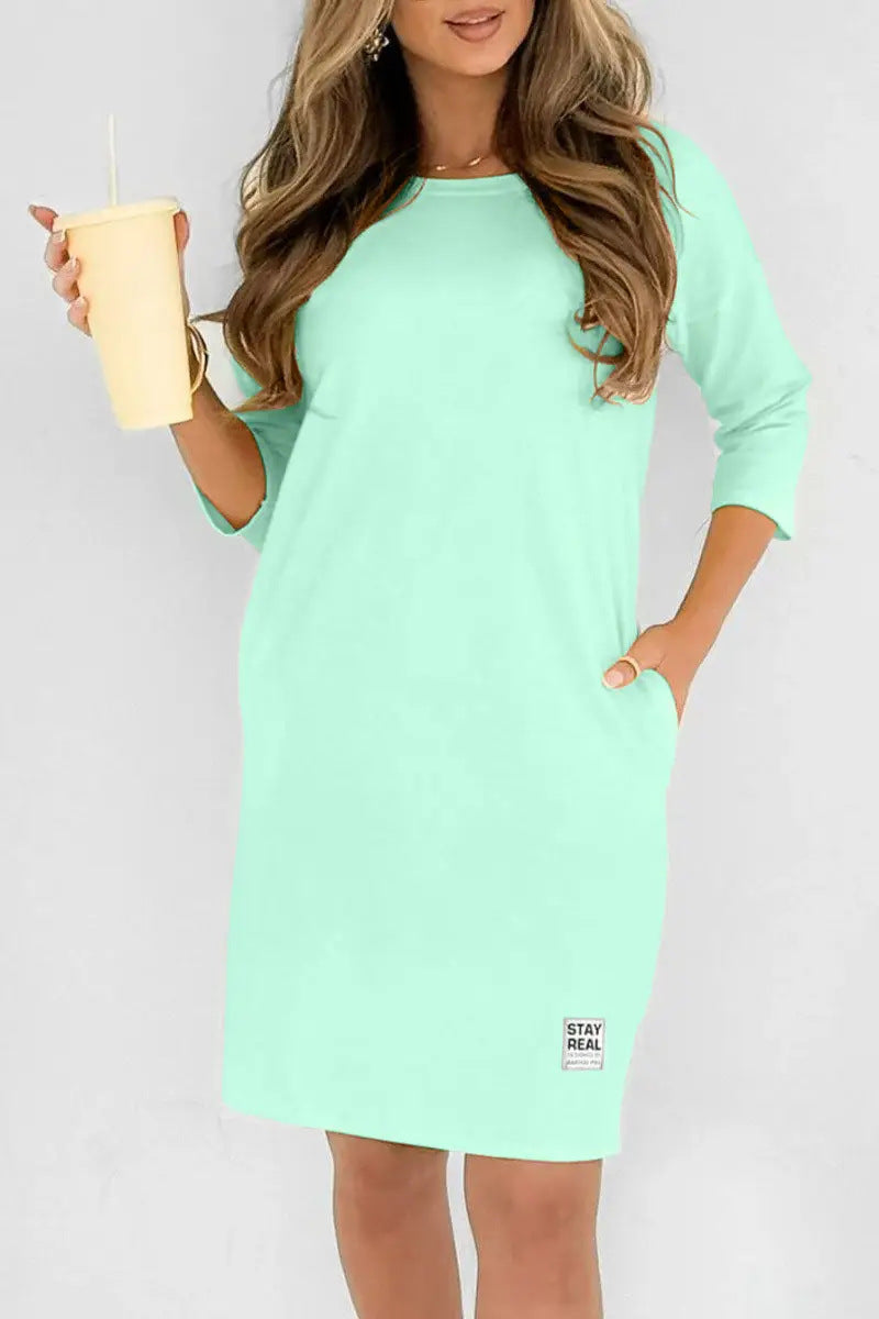 Vestido Midi Elegante Cuello Redondo