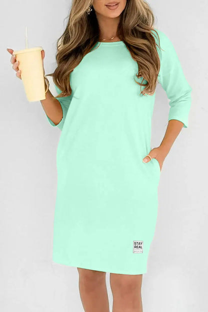 Vestido Midi Elegante Cuello Redondo