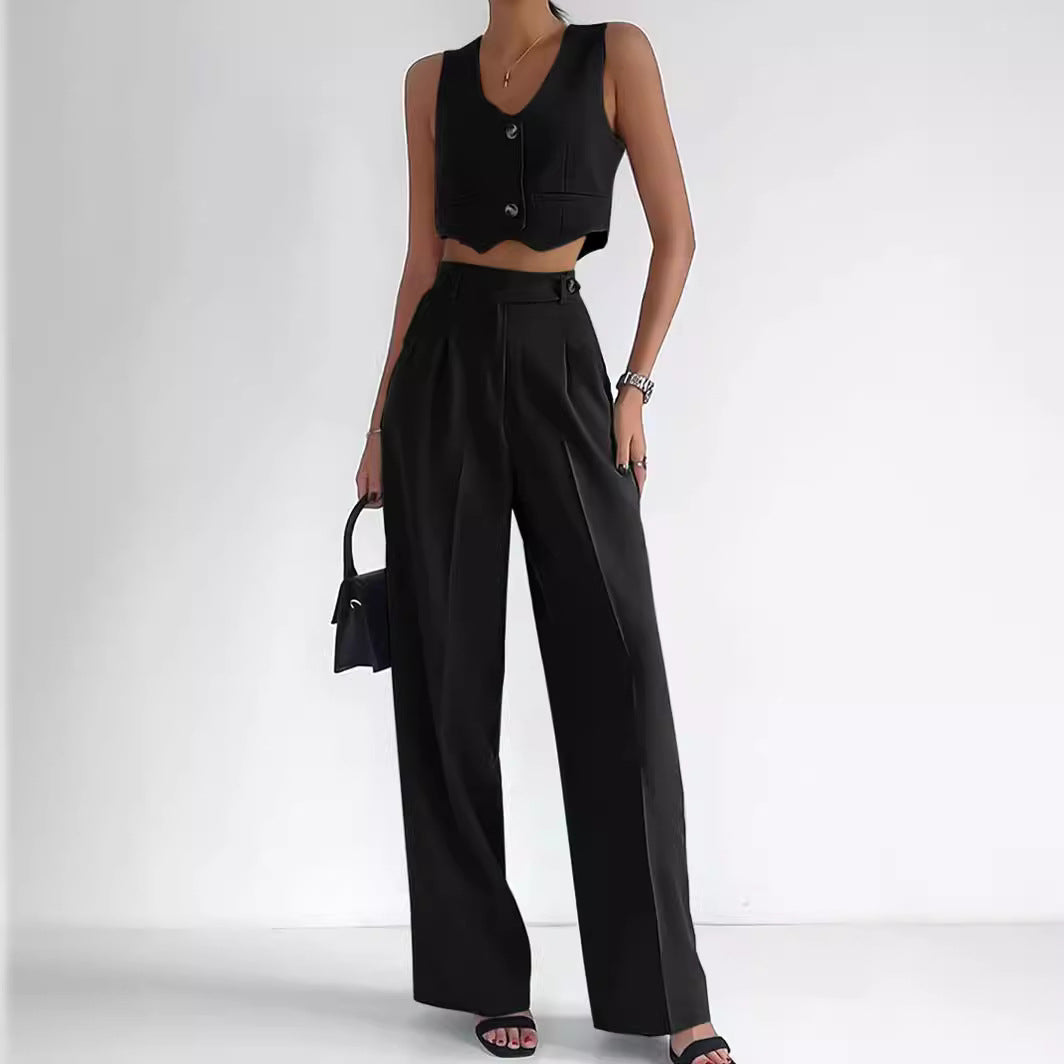 Traje Mujer Clásico con Chaleco y Pantalón Alto
