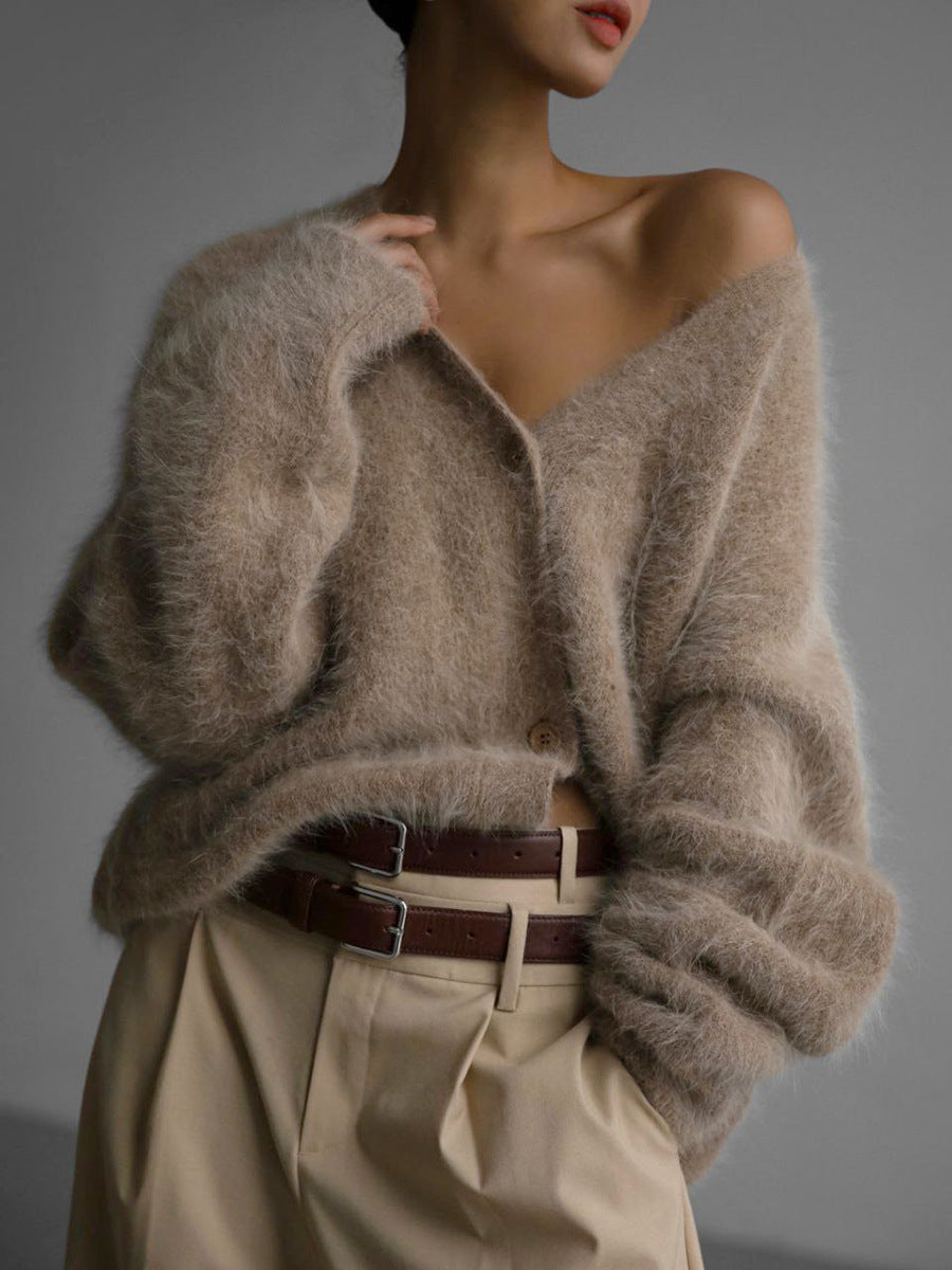 Cárdigan Mujer Elegante Cuello V Amplio - Vestiria