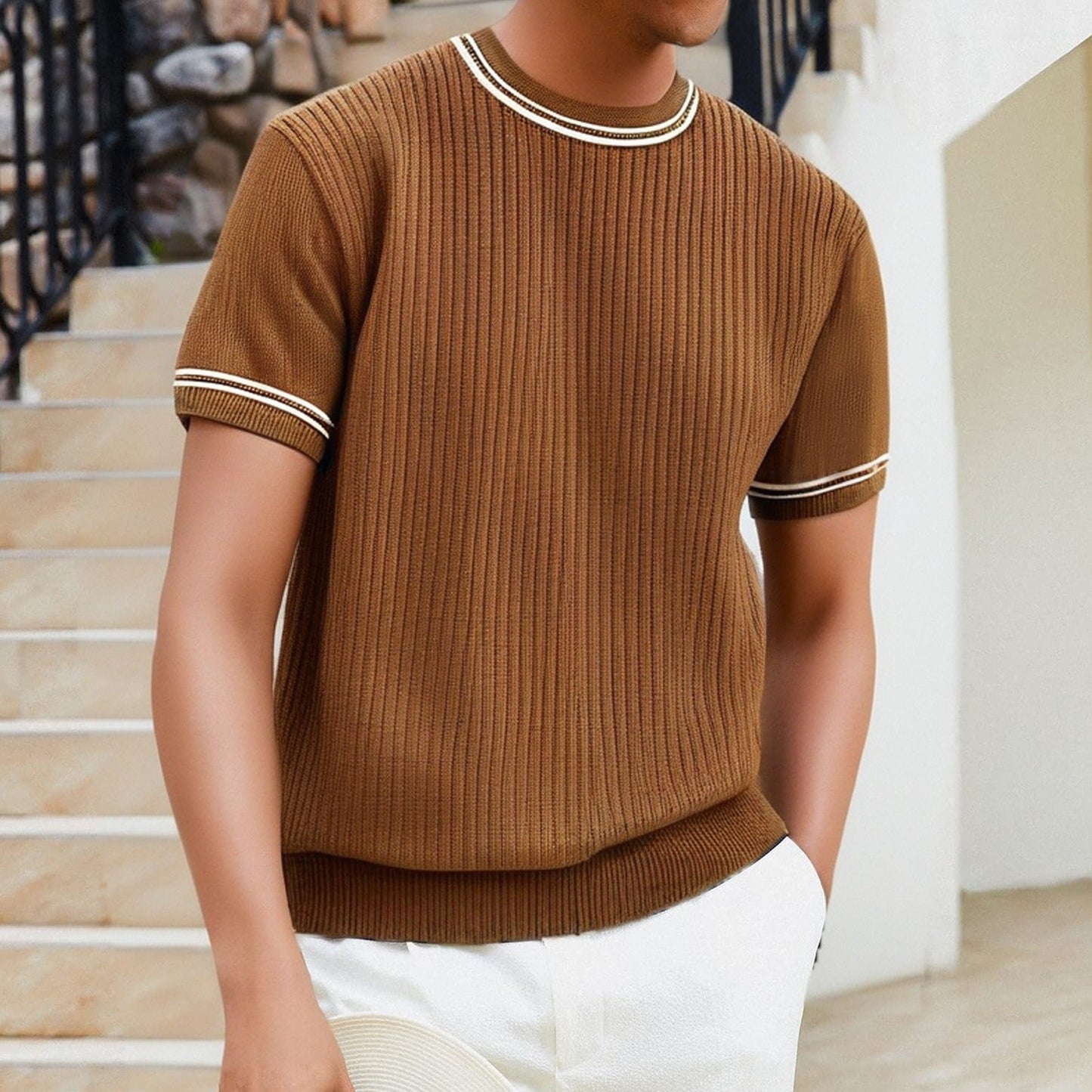 Camiseta Hombre Cuello Redondo Estilo Casual