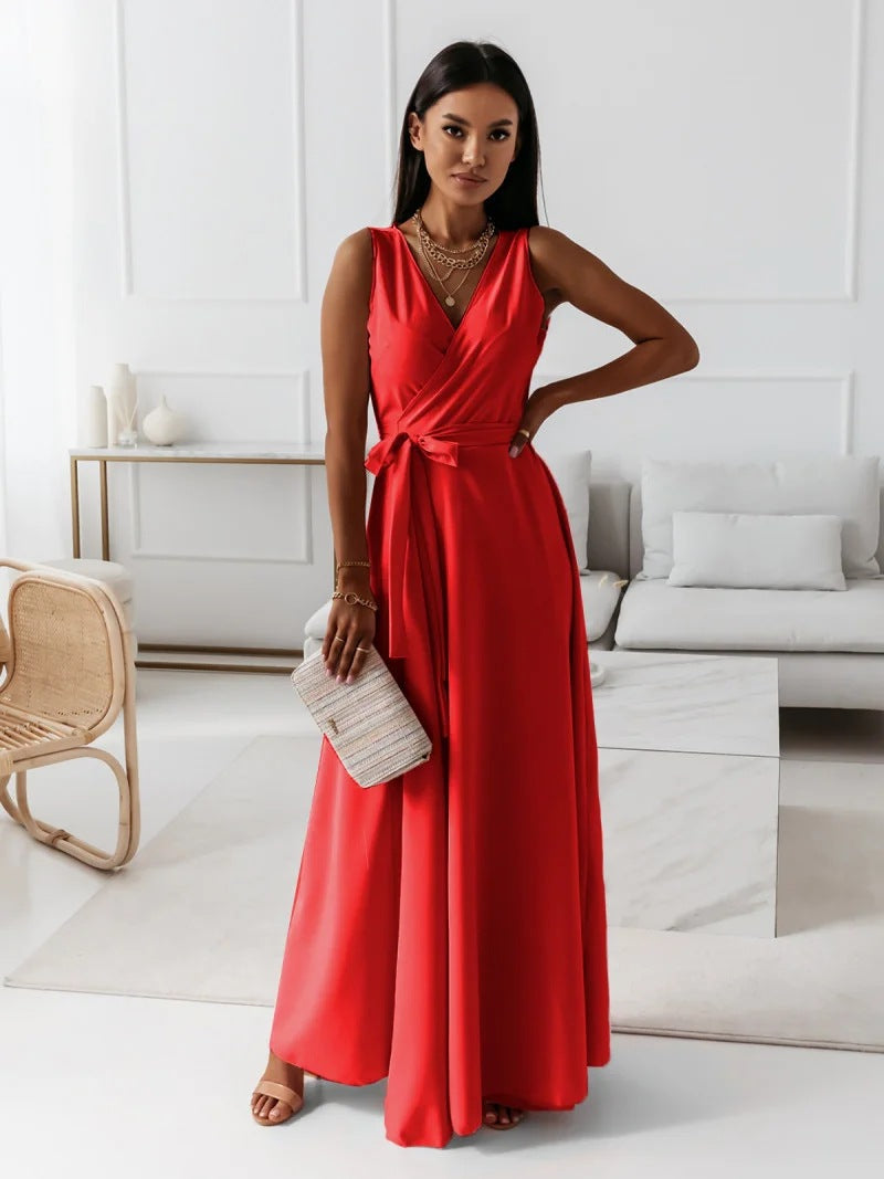 Vestido Mujer Largo Sencillo Cuello en V