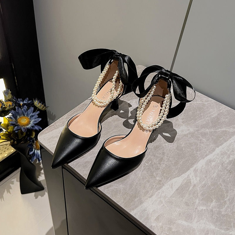 Zapatos de tacón mujer elegantes con perlas - Vestiria