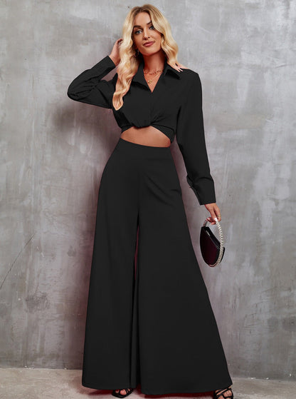 Conjunto de pantalón ancho y chaqueta casual