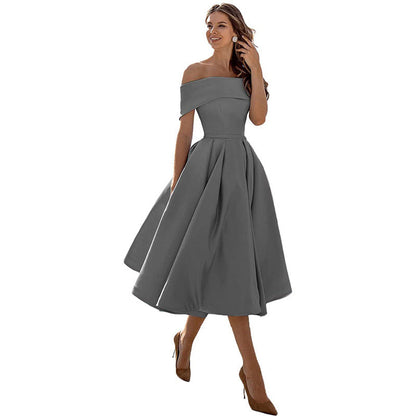 Vestido de Fiesta Satén Sin Tirantes Elegante