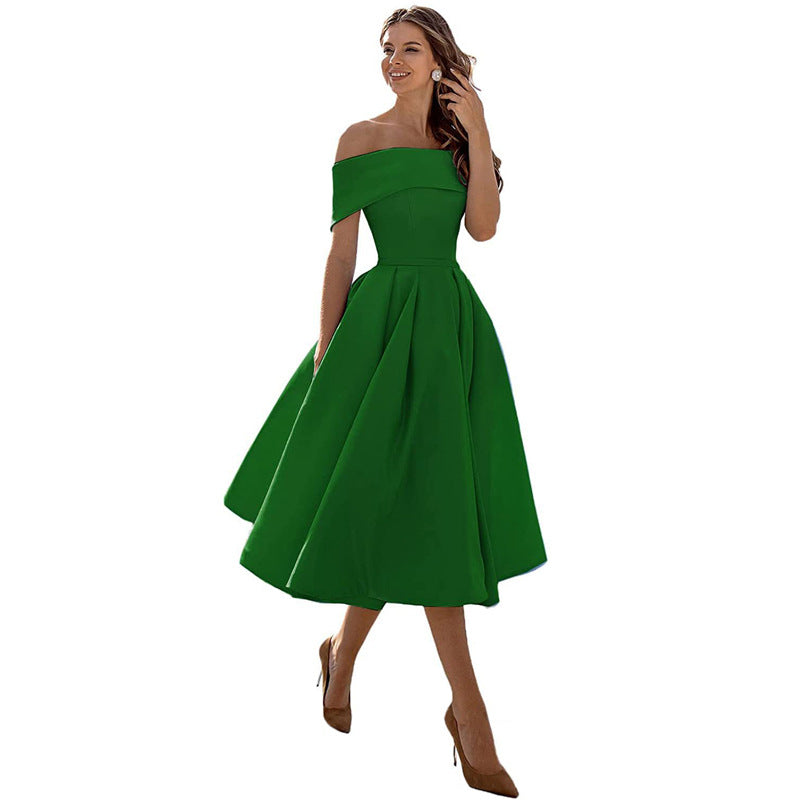 Vestido de Fiesta Satén Sin Tirantes Elegante