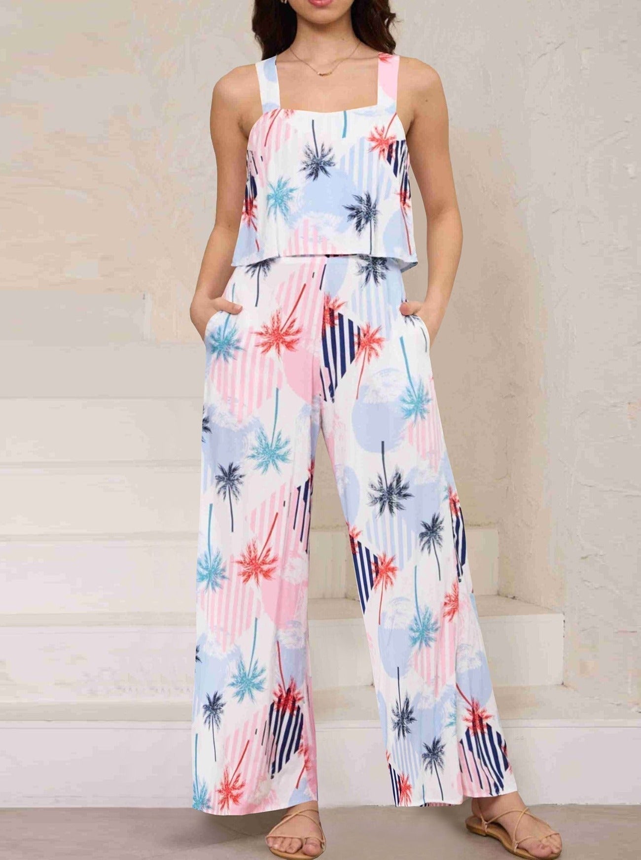 Traje de verano estampado dos piezas