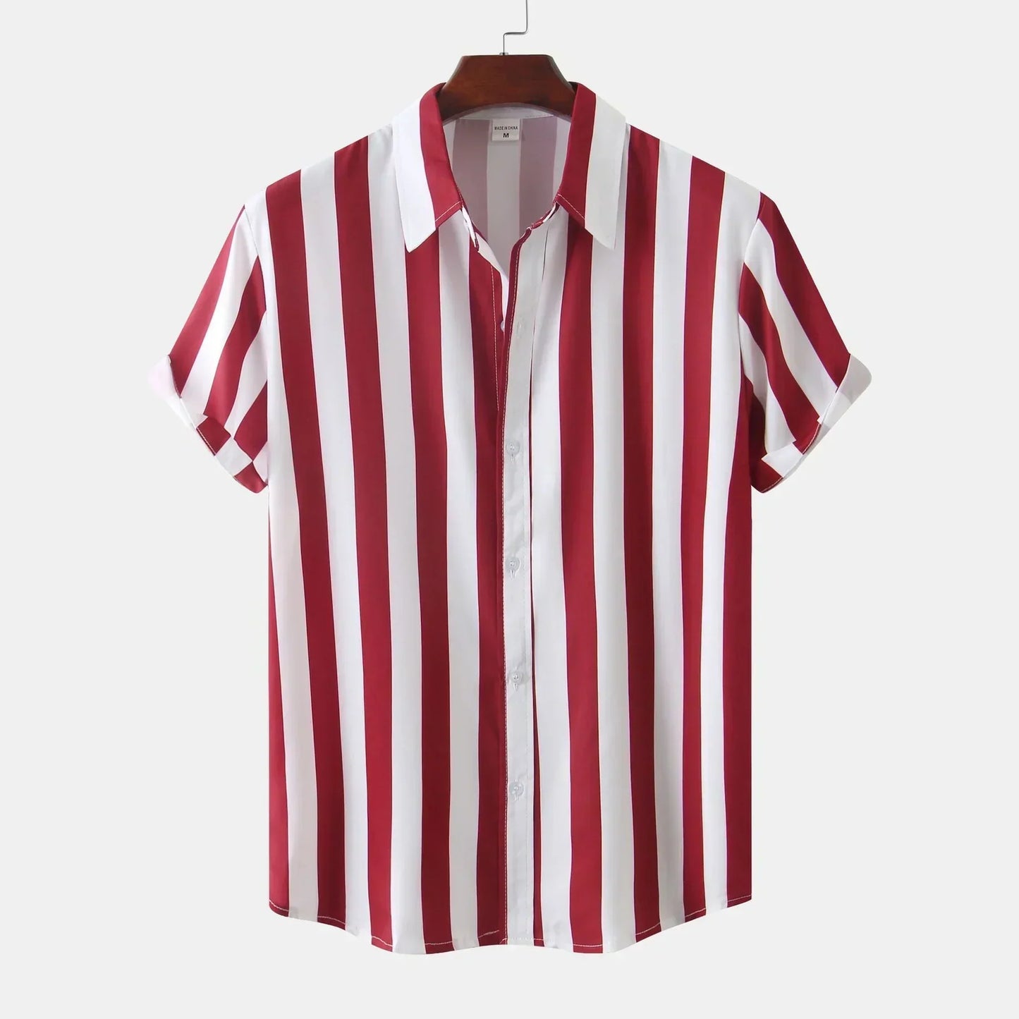 Camisa Hombre Rayas Manga Corta Clásica